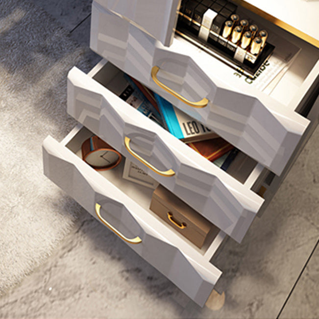 Contemporary Gold Lighted Mirror Bedroom With Drawer Wooden Make-up Vanity