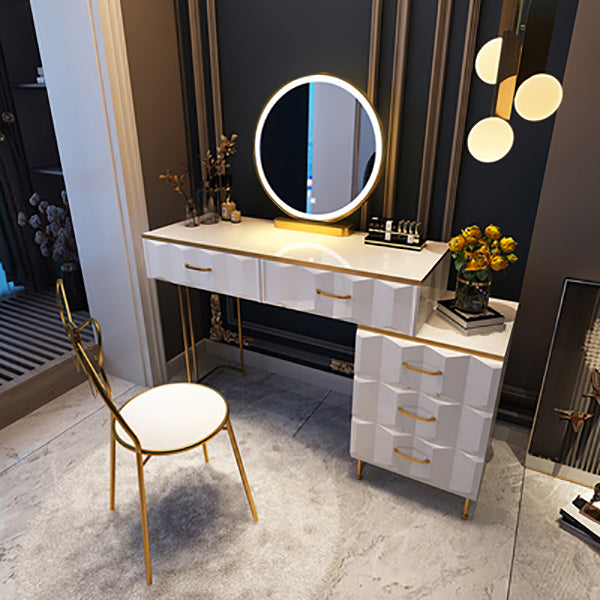 Contemporary Gold Lighted Mirror Bedroom With Drawer Wooden Make-up Vanity