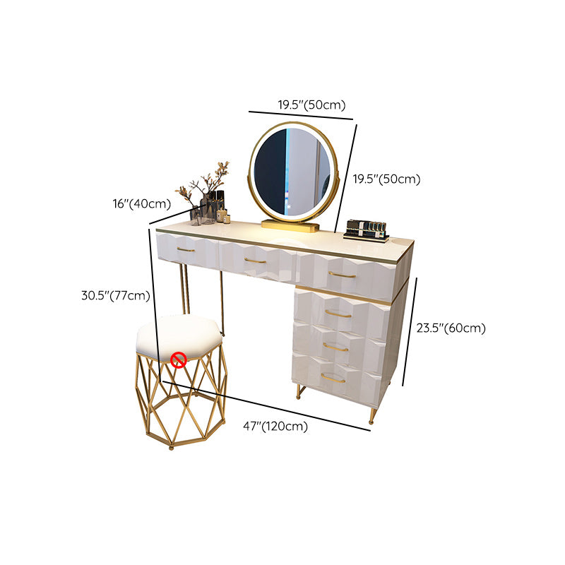 Contemporary Gold Lighted Mirror Bedroom With Drawer Wooden Make-up Vanity