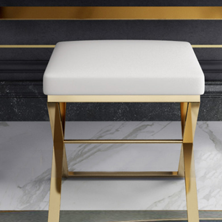 Contemporary White With Stool Mirror Bedroom Metallic Make-up Vanity
