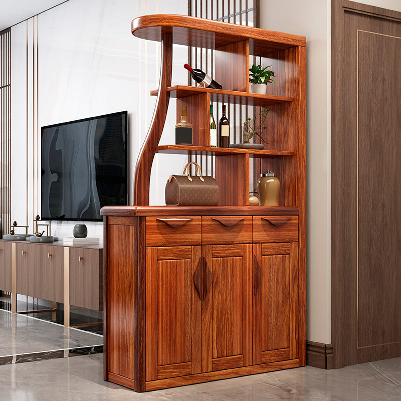 Solid Wood Cabinet in Brown 78.74" Tall Accent Cabinet with Drawers and Shelves