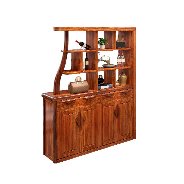 Solid Wood Cabinet in Brown 78.74" Tall Accent Cabinet with Drawers and Shelves