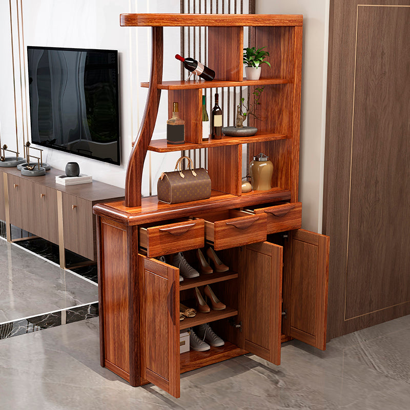 Solid Wood Cabinet in Brown 78.74" Tall Accent Cabinet with Drawers and Shelves