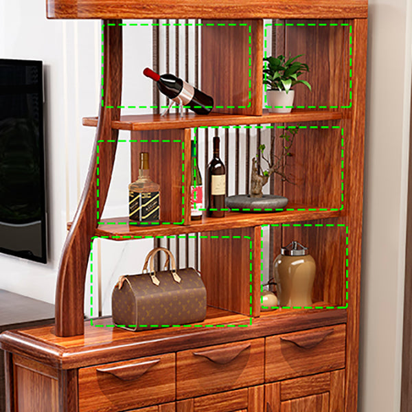 Solid Wood Cabinet in Brown 78.74" Tall Accent Cabinet with Drawers and Shelves