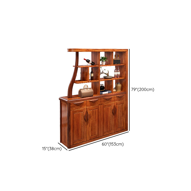 Solid Wood Cabinet in Brown 78.74" Tall Accent Cabinet with Drawers and Shelves