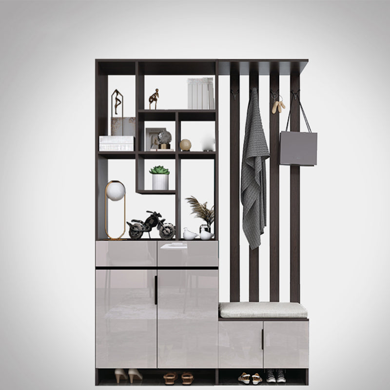 Modern Wooden 13.77" Wide Accent Cabinet with Drawers and Shelves