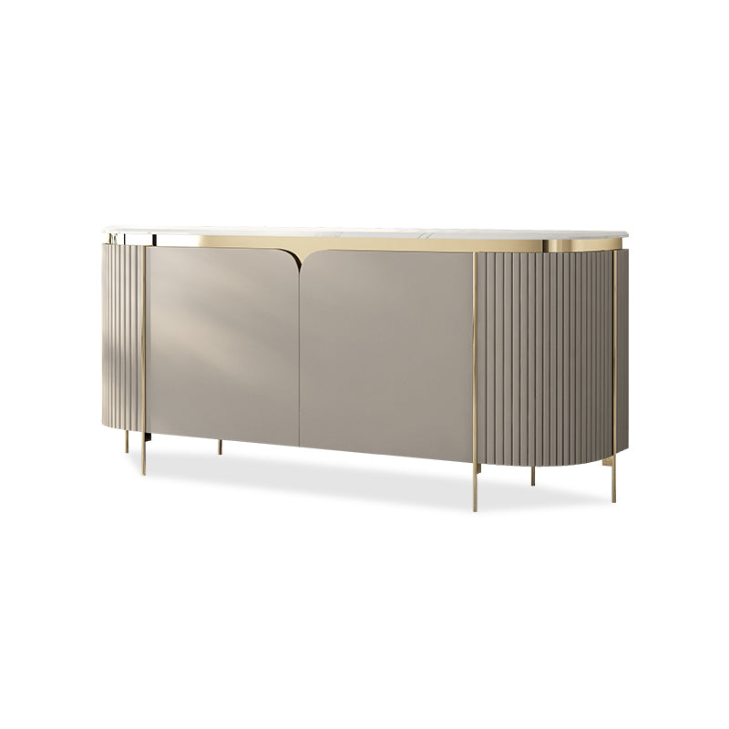 Glam Style 3-Door Wooden Frame Slate Top Accent Cabinet with Shelves