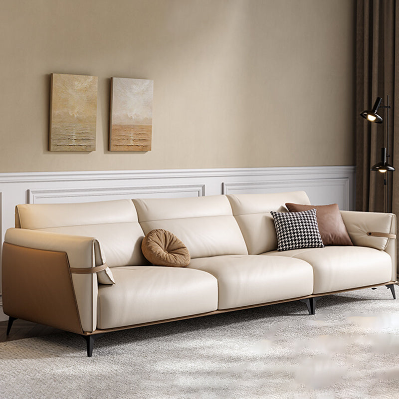 Contemporary Pillow Top Arm Sectional Genuine Leather Sectional Sofa