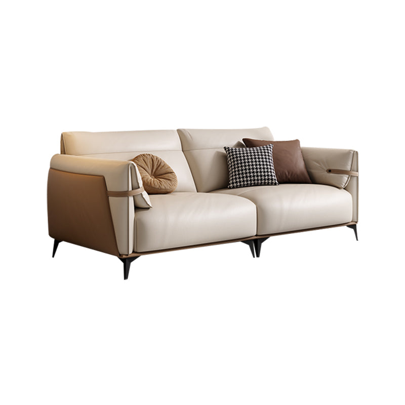 Contemporary Pillow Top Arm Sectional Genuine Leather Sectional Sofa