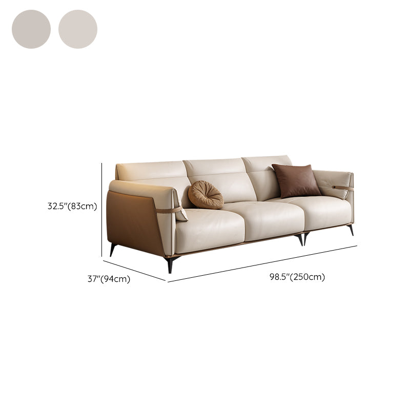 Contemporary Pillow Top Arm Sectional Genuine Leather Sectional Sofa