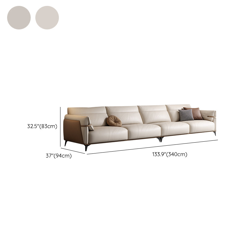 Contemporary Pillow Top Arm Sectional Genuine Leather Sectional Sofa