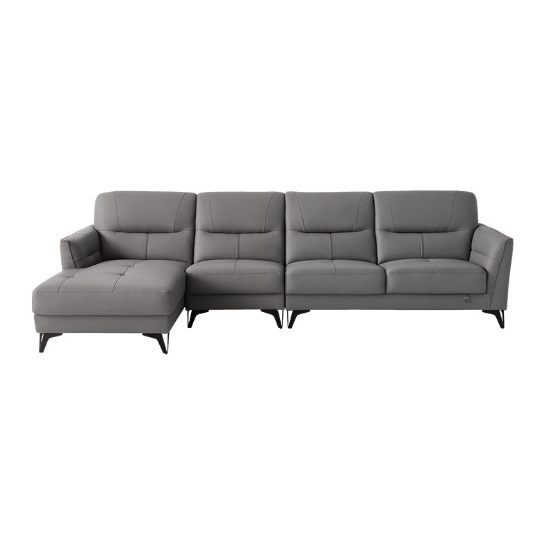 Flared Arm Sectional Sofa Contemporary Faux Leather Sectional Sofa Set