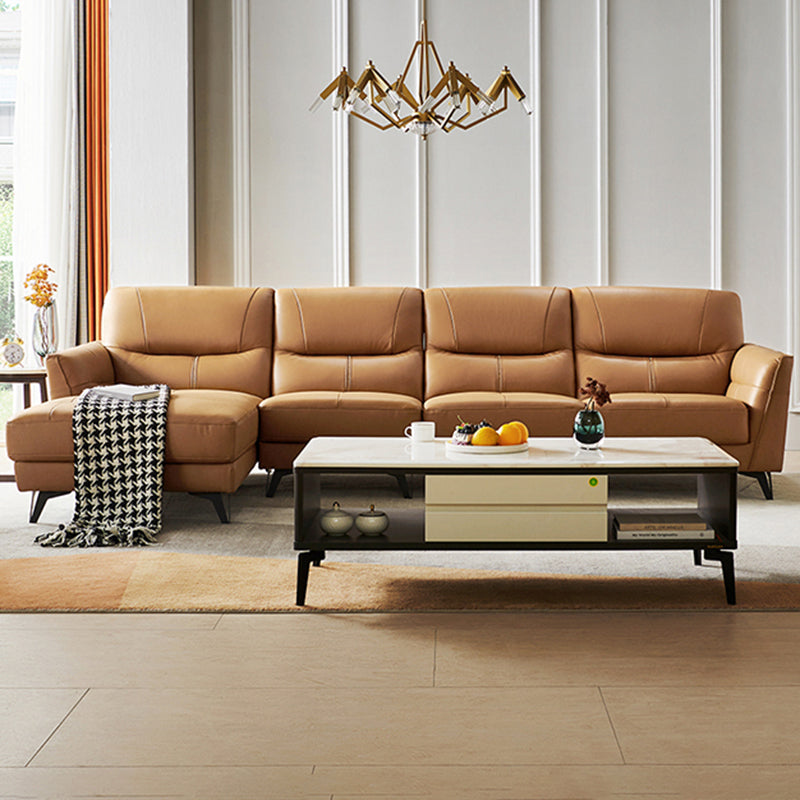 Flared Arm Sectional Sofa Contemporary Faux Leather Sectional Sofa Set
