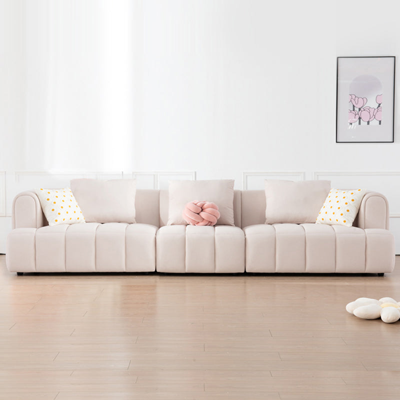 Recessed Arm Velvet Sectionals, Contemporary Sectional Set with Pillows