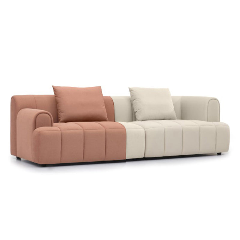 Recessed Arm Velvet Sectionals, Contemporary Sectional Set with Pillows