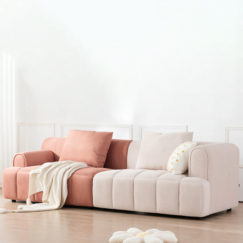 Recessed Arm Velvet Sectionals, Contemporary Sectional Set with Pillows