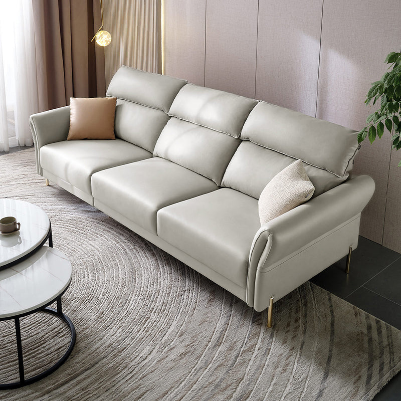 Glam 102.8" Flared Arm Sectional Grey Faux Leather Sectional Sofa