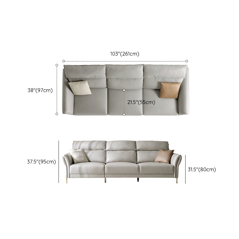 Glam 102.8" Flared Arm Sectional Grey Faux Leather Sectional Sofa