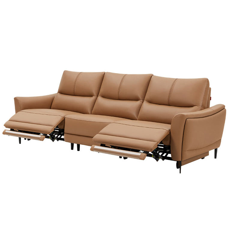Genuine Leather Flared Arm Sectional -Contemporary Power Recliner Sectional Couch