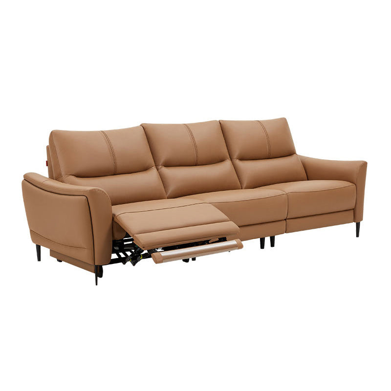 Genuine Leather Flared Arm Sectional -Contemporary Power Recliner Sectional Couch