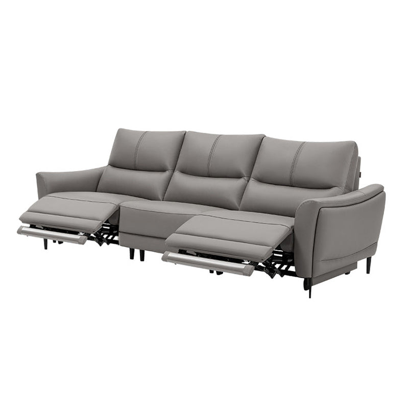 Genuine Leather Flared Arm Sectional -Contemporary Power Recliner Sectional Couch