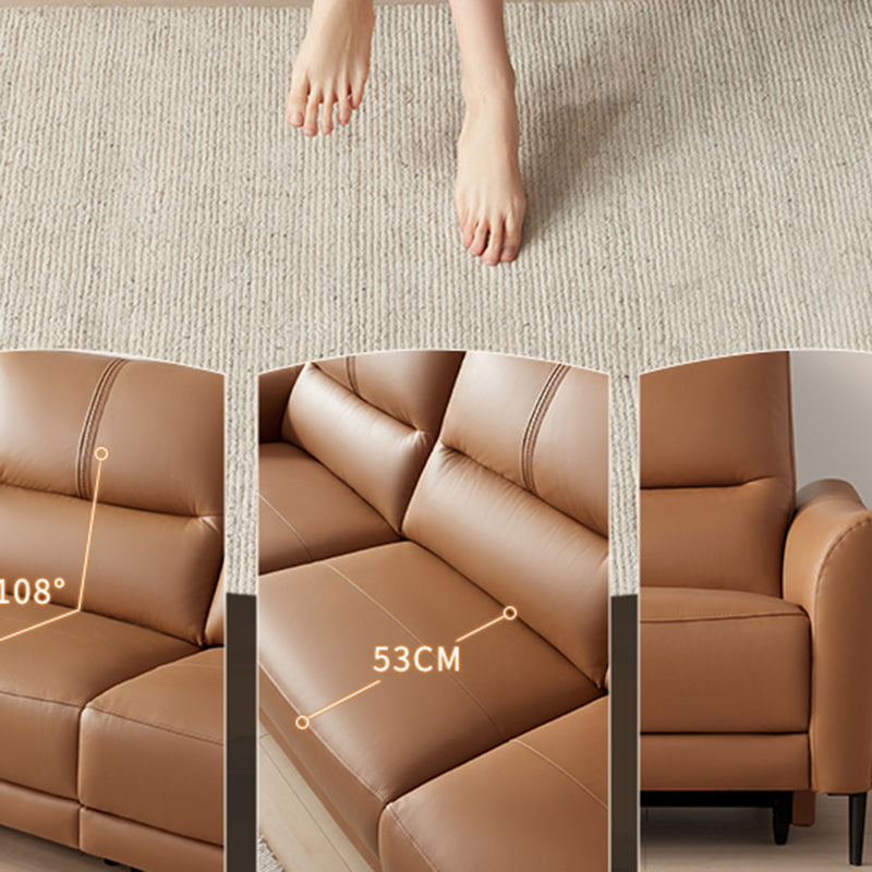 Genuine Leather Flared Arm Sectional -Contemporary Power Recliner Sectional Couch