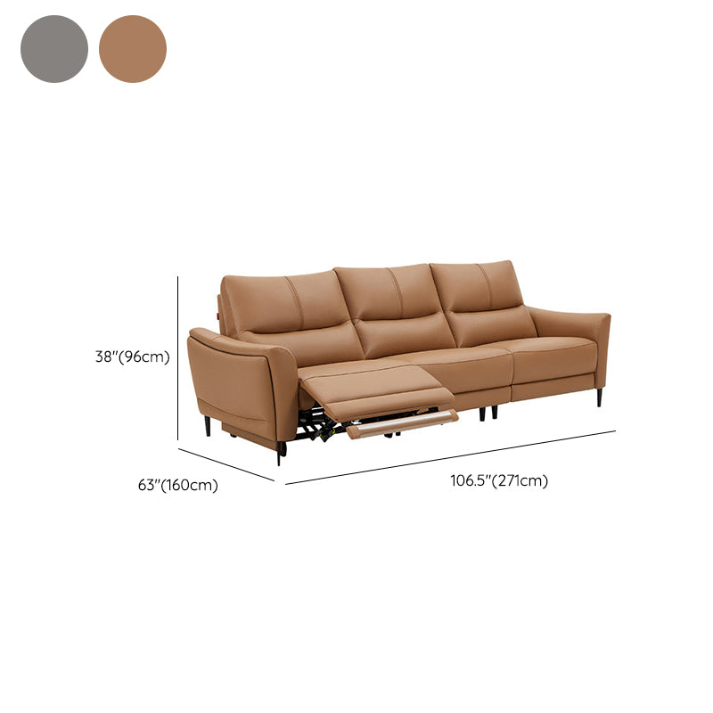 Genuine Leather Flared Arm Sectional -Contemporary Power Recliner Sectional Couch