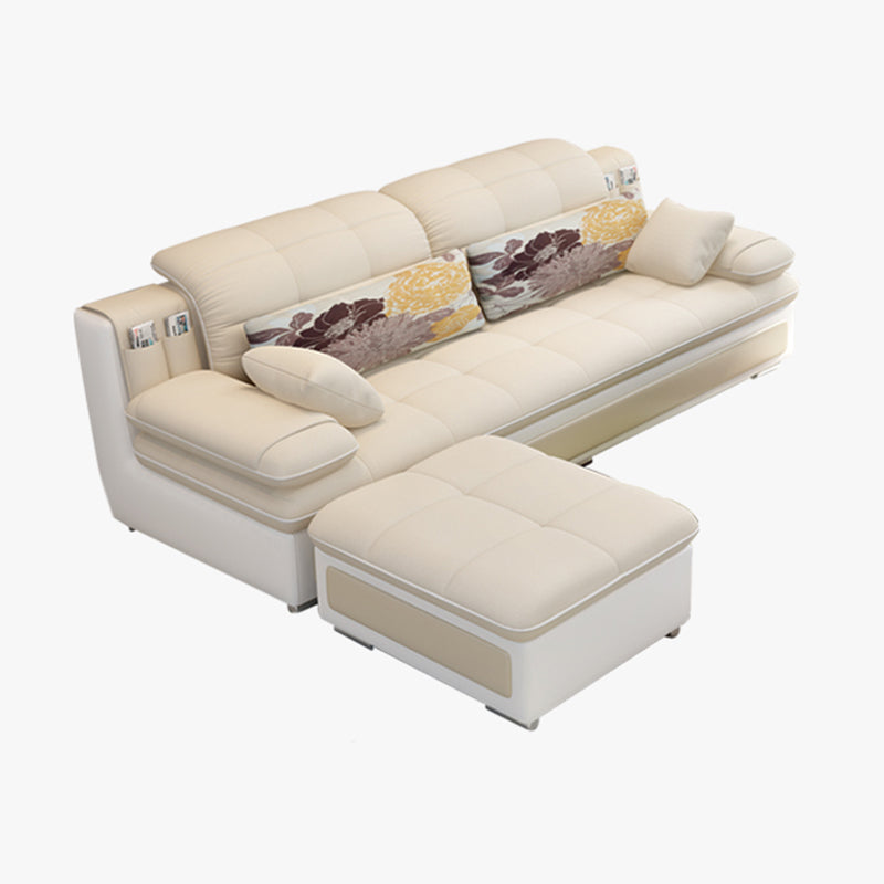 Scandinavian Pillow Top Arm Sectionals Sofa, Faux leather Chesterfield Sectionals