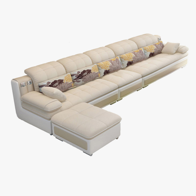 Scandinavian Pillow Top Arm Sectionals Sofa, Faux leather Chesterfield Sectionals