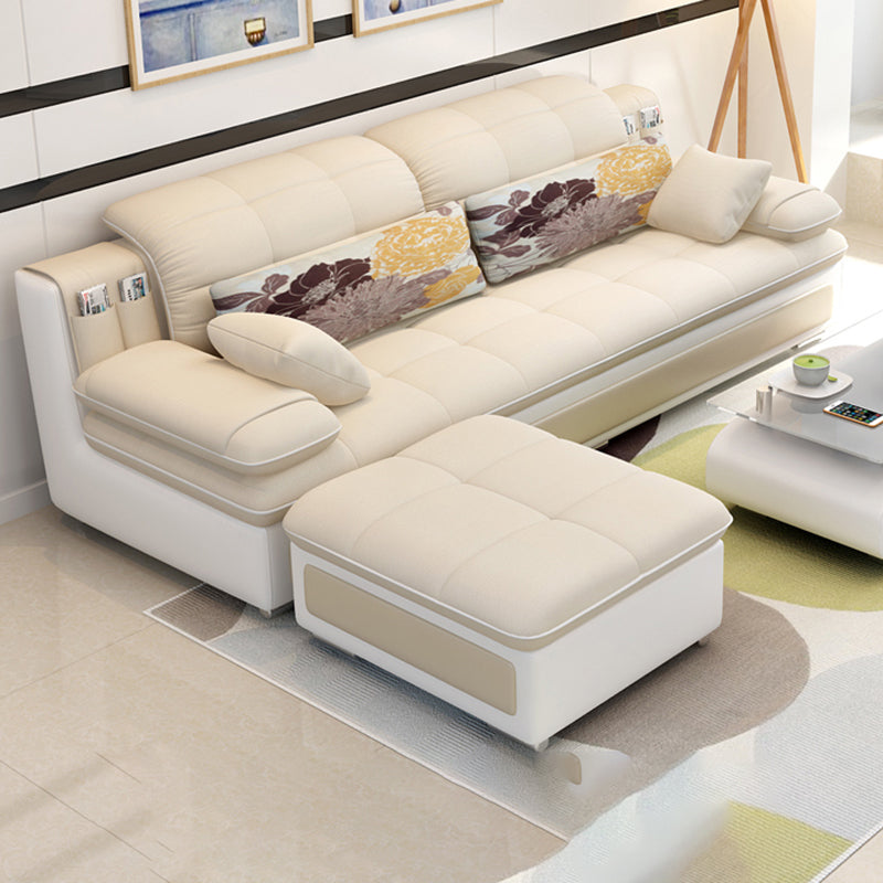 Scandinavian Pillow Top Arm Sectionals Sofa, Faux leather Chesterfield Sectionals