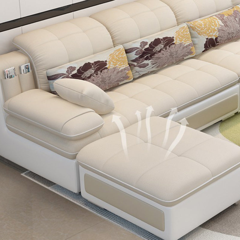 Scandinavian Pillow Top Arm Sectionals Sofa, Faux leather Chesterfield Sectionals