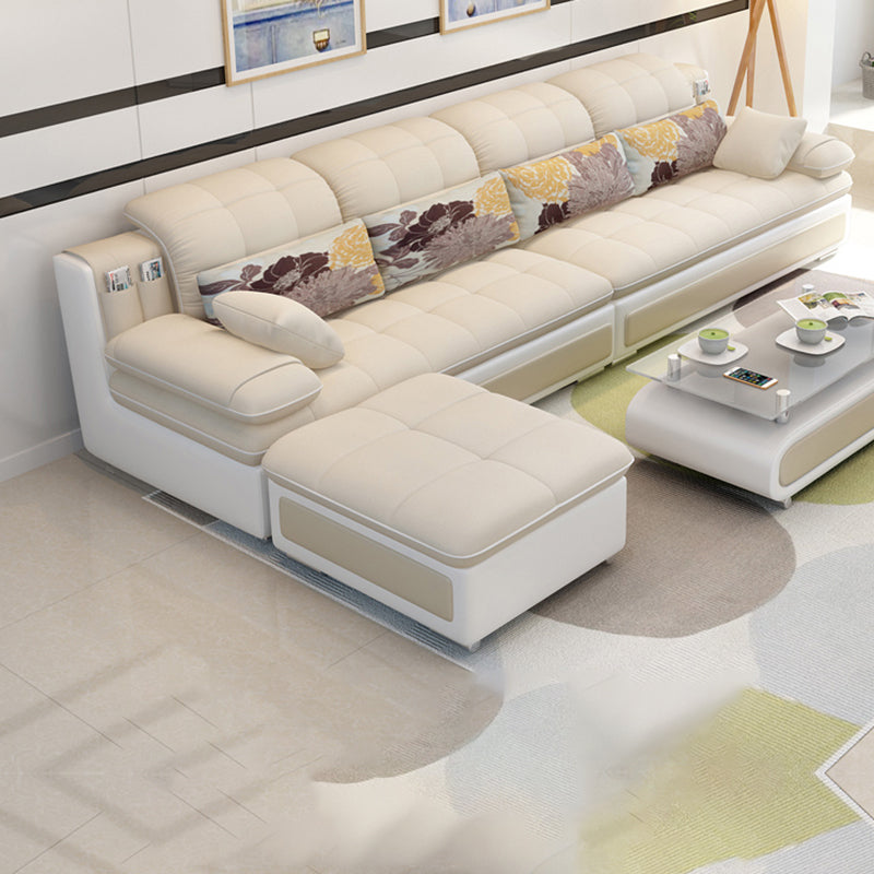 Scandinavian Pillow Top Arm Sectionals Sofa, Faux leather Chesterfield Sectionals