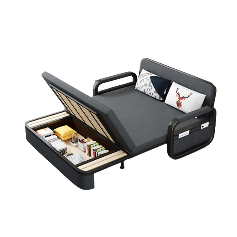 Faux leather Futon Sleeper Sofa with Storage Scandinavian Sofa Bed