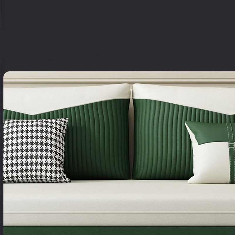 Contemporary Faux Leather Futon And Mattress, Storage Sleeper Sofa in Green and White