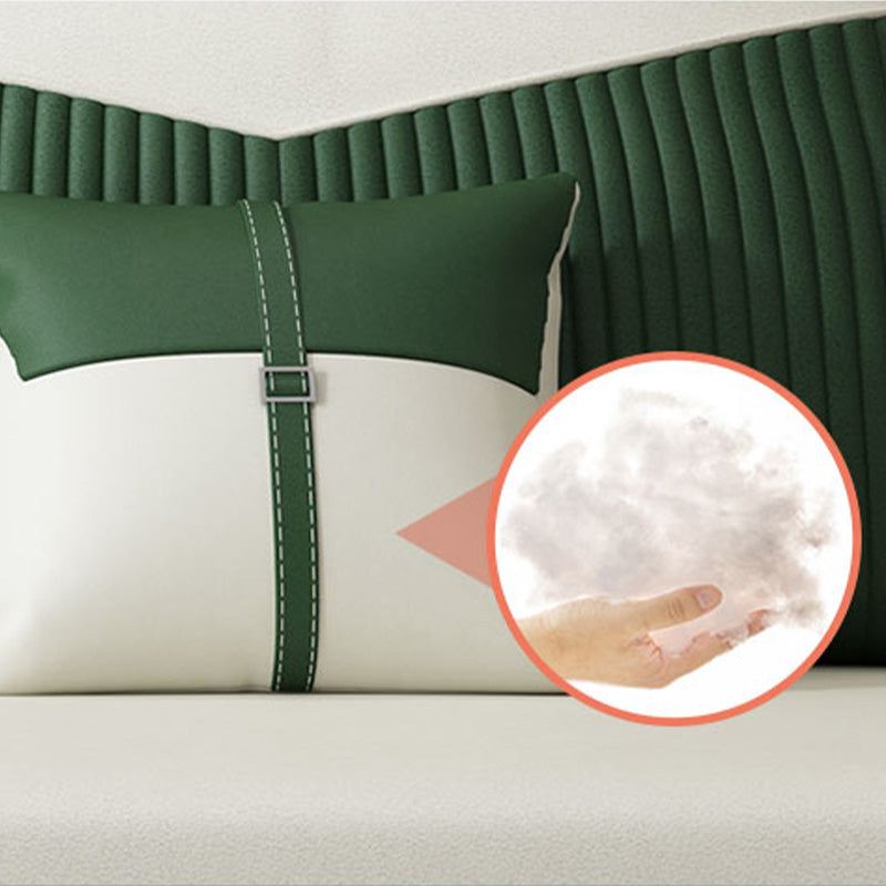 Contemporary Faux Leather Futon And Mattress, Storage Sleeper Sofa in Green and White