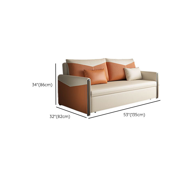 Glam Futon Sofa Bed Storage Drawers Sleeper Sofa Faux leather Sofa Futon