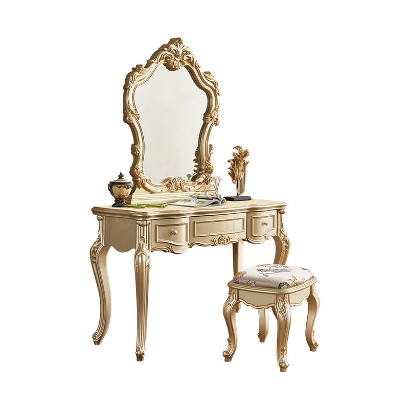 19" Wide Victorian Make-up Vanity Wooden Dressing Table with Mirror
