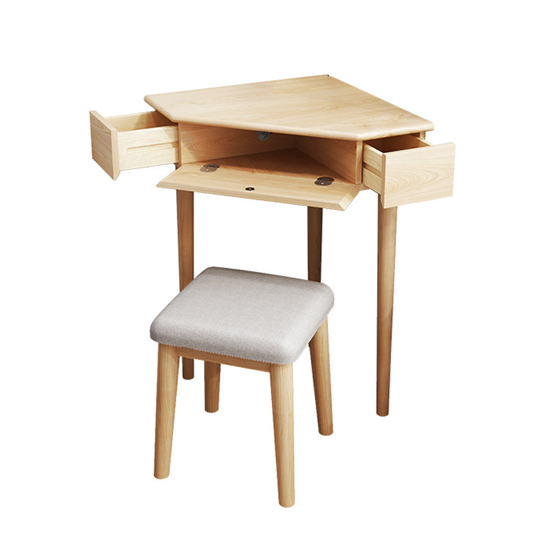 Mid-Century Modern Make-up Vanity Solid Wood Flip-Top Dressing Table