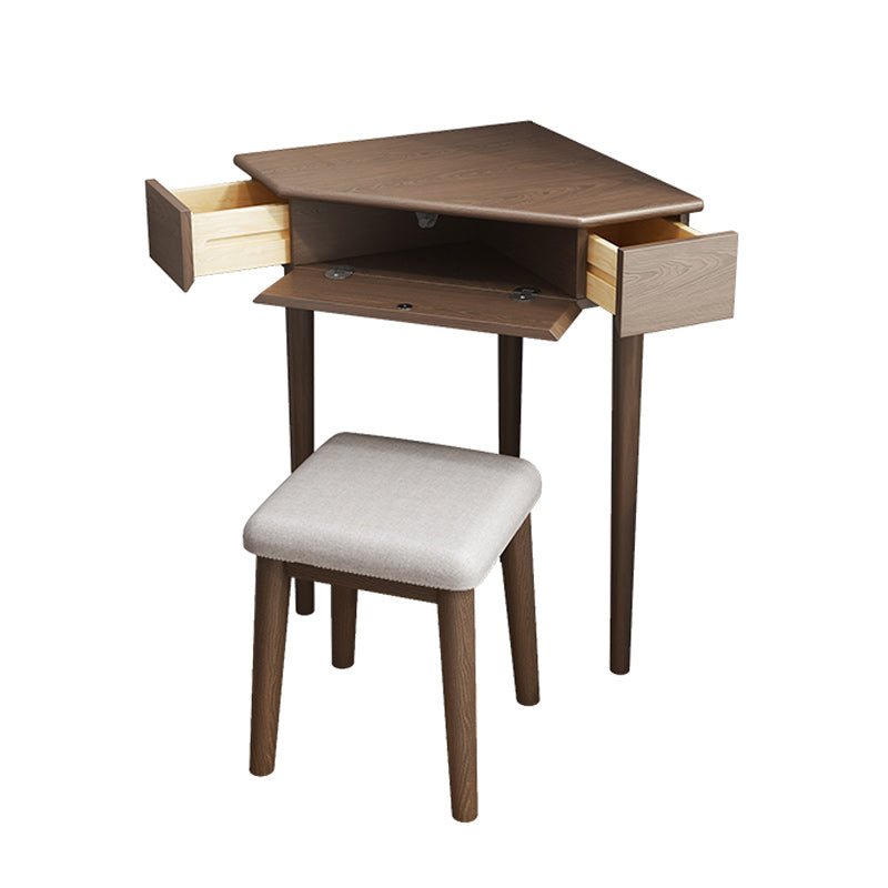 Mid-Century Modern Make-up Vanity Solid Wood Flip-Top Dressing Table