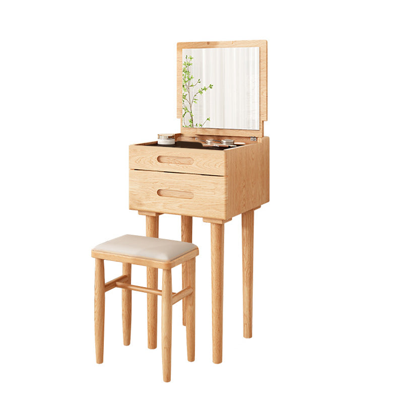 Mid-Century Modern Make-up Vanity Solid Wood Flip-Top Dressing Table