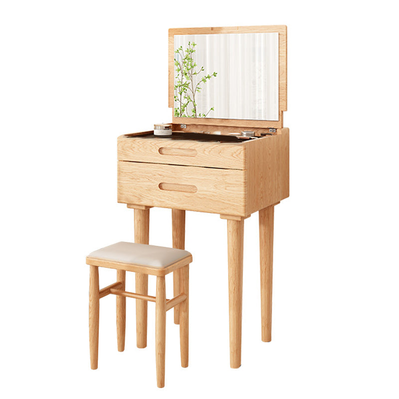 Mid-Century Modern Make-up Vanity Solid Wood Flip-Top Dressing Table
