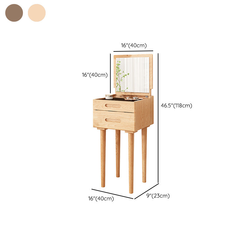 Mid-Century Modern Make-up Vanity Solid Wood Flip-Top Dressing Table