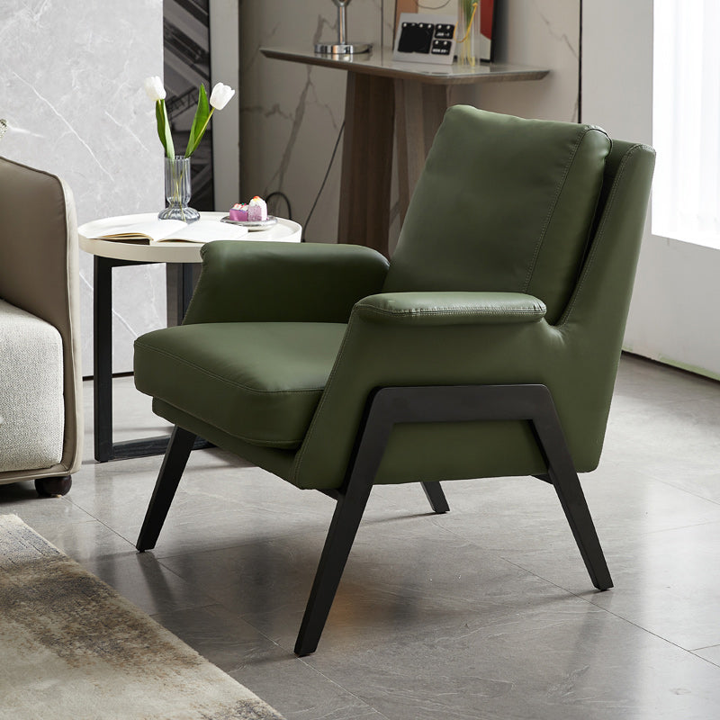 Mid-Century Modern Accent Armchair in Linen Blend/Faux Leather