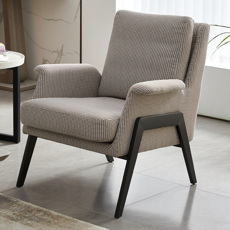 Mid-Century Modern Accent Armchair in Linen Blend/Faux Leather