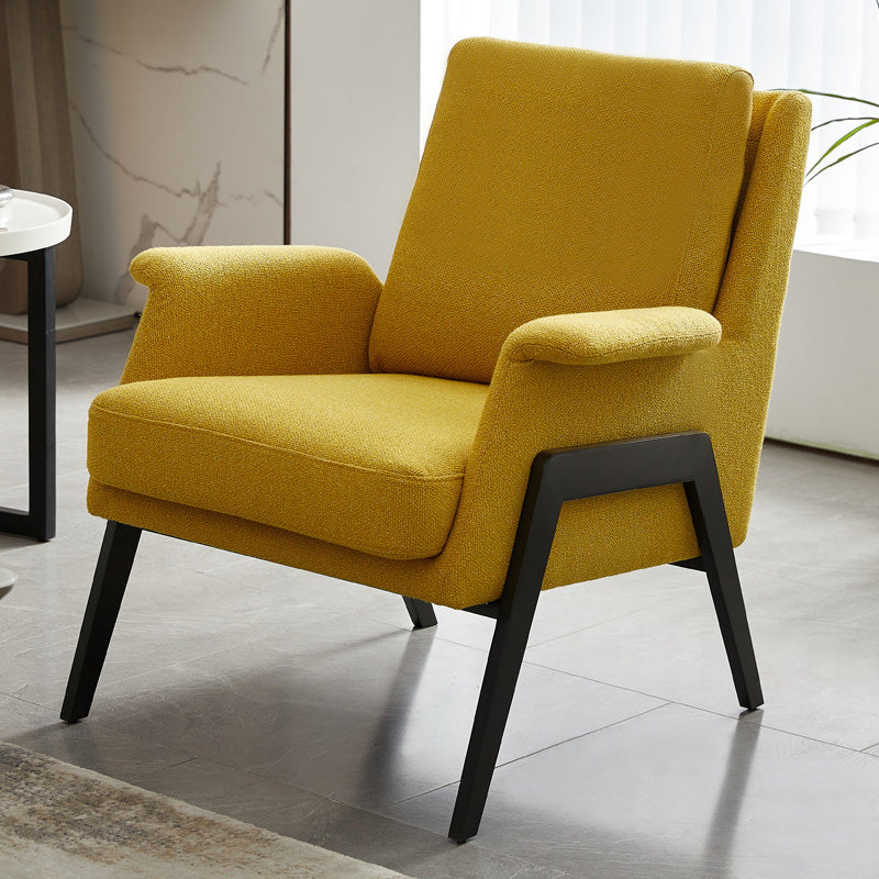 Mid-Century Modern Accent Armchair in Linen Blend/Faux Leather