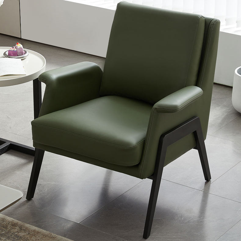 Mid-Century Modern Accent Armchair in Linen Blend/Faux Leather