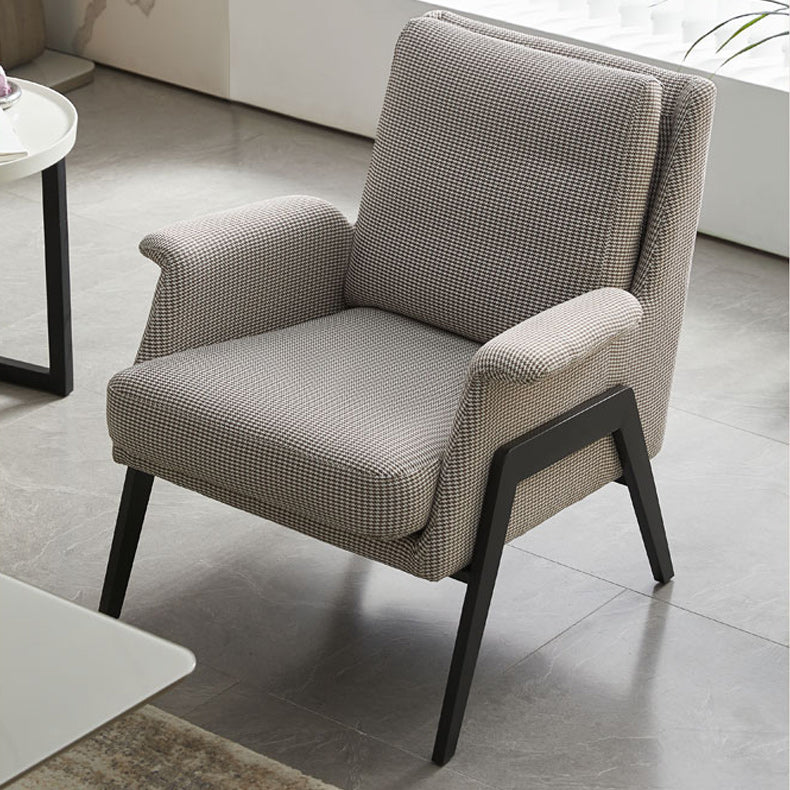 Mid-Century Modern Accent Armchair in Linen Blend/Faux Leather