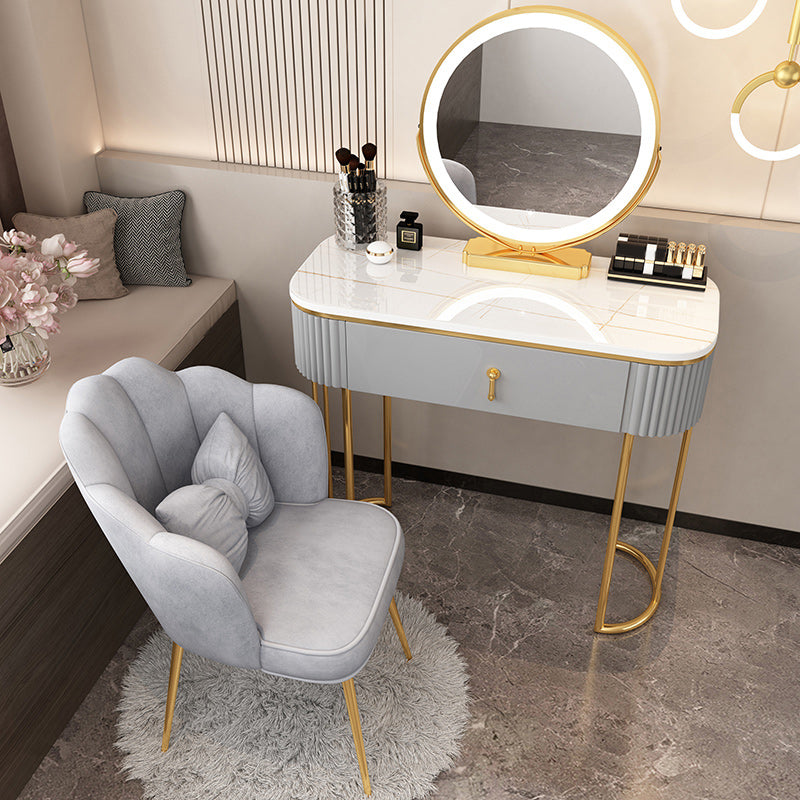 Removable Makeup Counter Lighted Mirror Vanity Dressing Table with Drawer