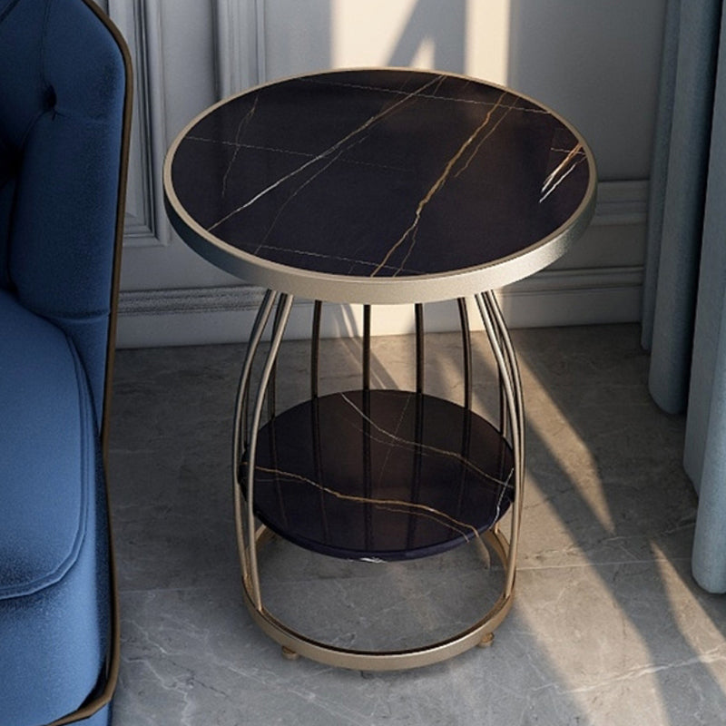 24.8 inch Tall Frame Metal Side Table with Shelf Glam Side End Table