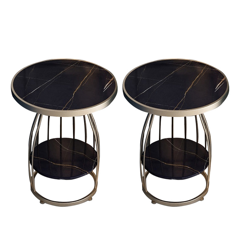 24.8 inch Tall Frame Metal Side Table with Shelf Glam Side End Table